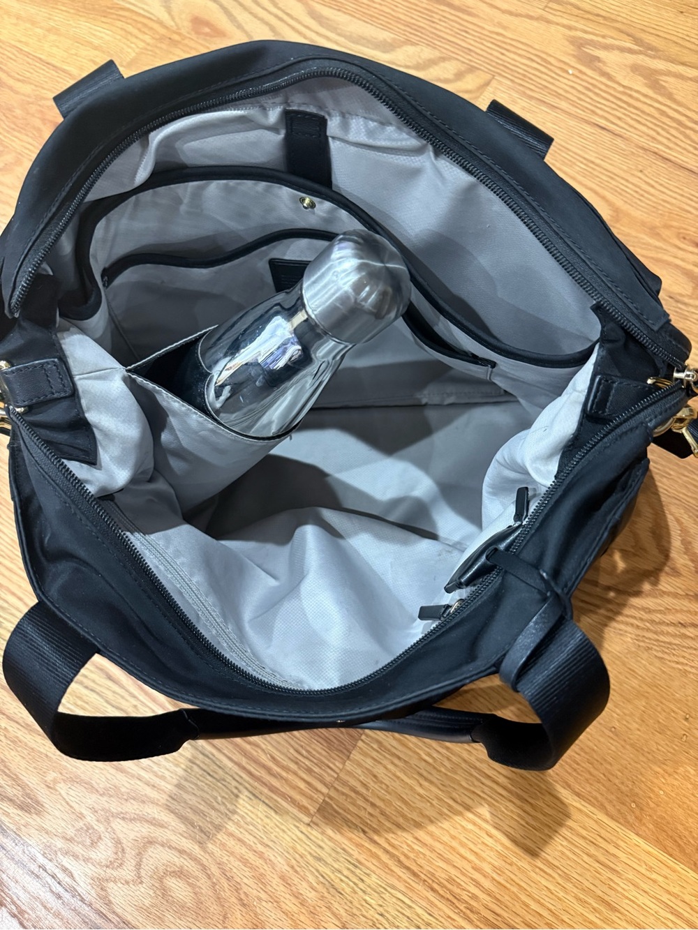 Tumi Black Nylon Shoulder Bag with Gold Hardware - Picture 3 of 8